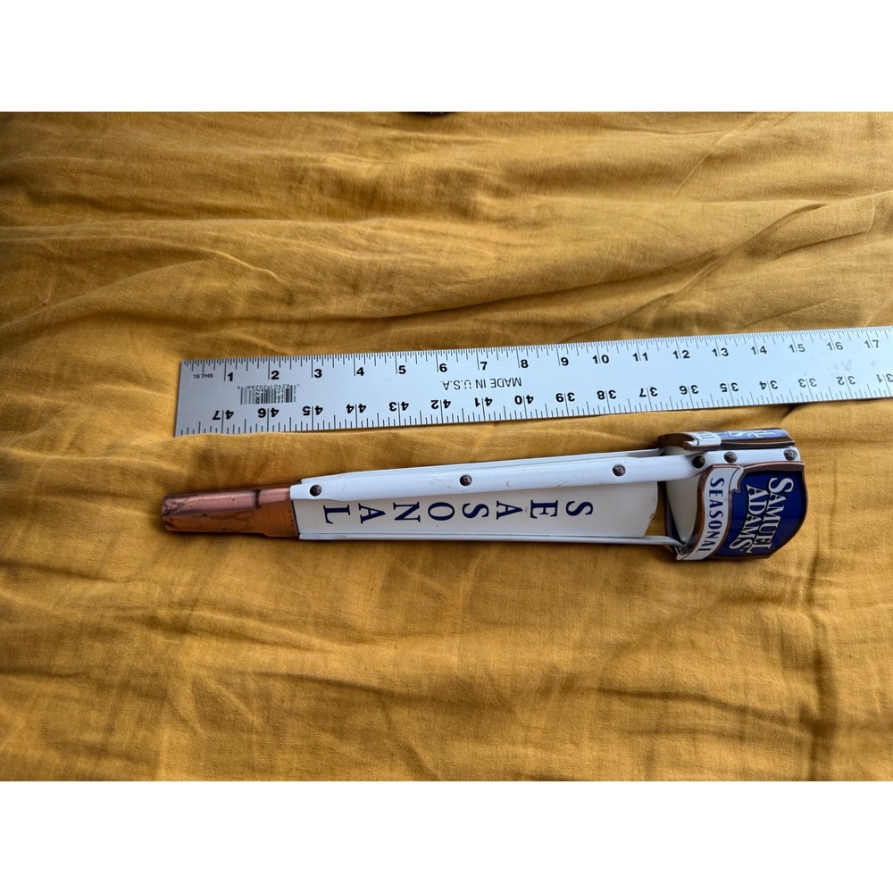 Samuel Adams Seasonal Beer Tap Handle White Copper‎ Blue Logo Sam Adams 13 Inch